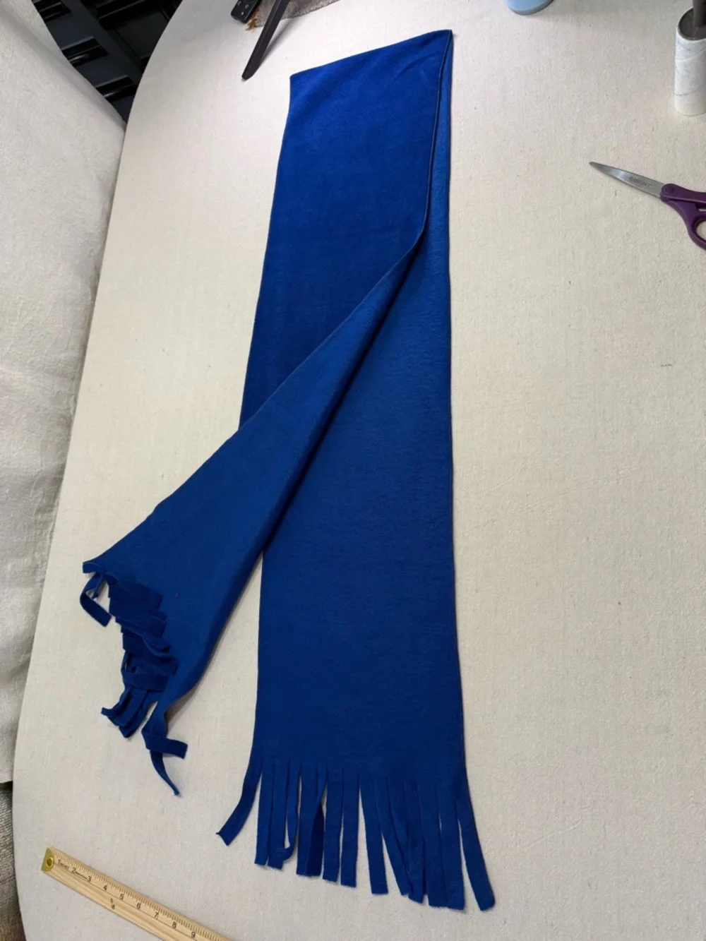 Weignachtarket Royal Blue Fleece Scarf with Fringe from Germany